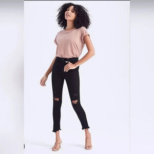 Abercrombie and Fitch 24 00R High Rise Super Skinny Ankle Distressed Black Jeans